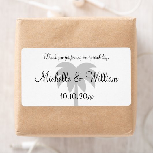 Palm strand bestemming bruiloft water fles labels (Insitu)