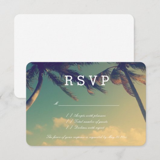 Palm strand bruiloft RSVP reactie kaarten voor ant Kaartje (Voorkant / Achterkant)