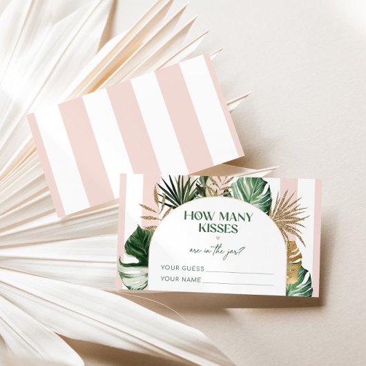 Palm strand roze streep hoeveel kisses bruids spel informatiekaartje