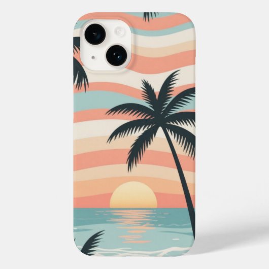 Palm Stripes – Tropical Calm Beach Phone Case (Achterkant)