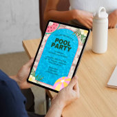 Palm Summer Blue Adult Pool Party Uitnodiging