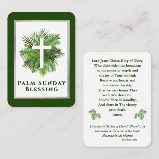 Palm Sunday Blessing Holy Week Prayer Card Plaatskaartje (Voorkant / Achterkant)