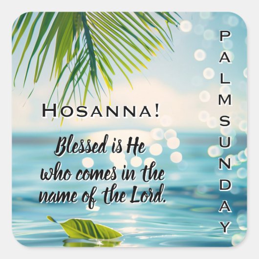 Palm Sunday Hosanna Scripture  Vierkante Sticker (Voorkant)