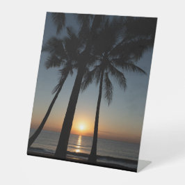 Palm Sunrise Décor Bord – Kust ochtend Reclamebord Met Voetstuk