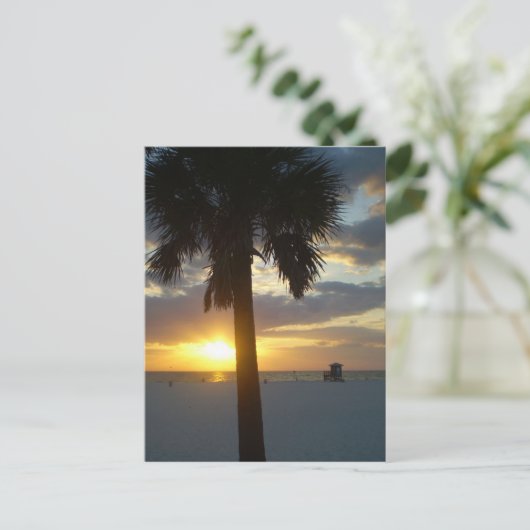 Palm Sunset Briefkaart (Staand voorkant)