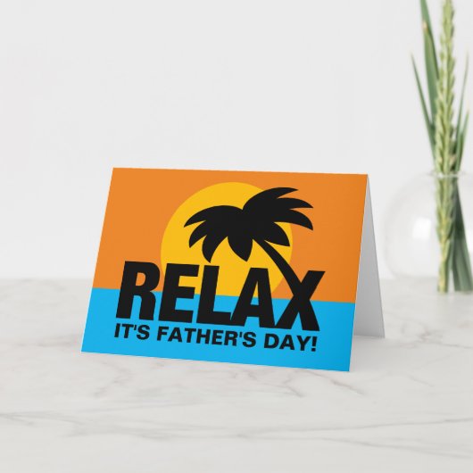 Palm sunset Fathers day card voor vader of stiefva Kaart (Voorkant)