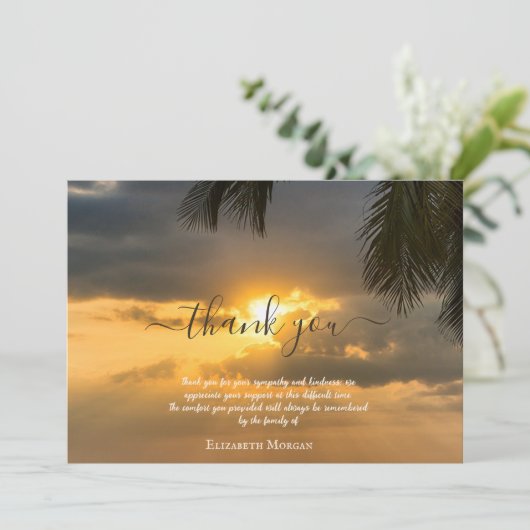 Palm Sunset Fotoviering van het Leven Bedankkaart (Staand voorkant)