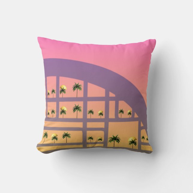 Palm Sunset Pattern Throw Pillow 16" x 16" Kussen (Voorkant)