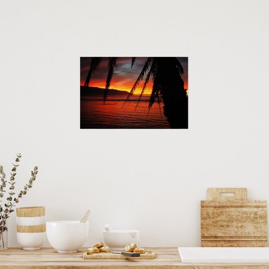 Palm Sunset Poster (Keuken)