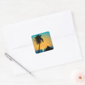 Palm Sunset Vierkante Sticker (Envelop)