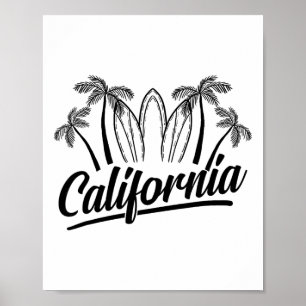Palm Surfplank Californië Strand Cool Reiziger  Poster
