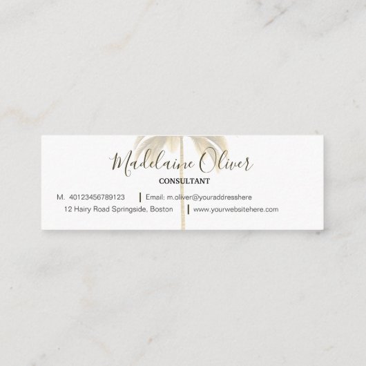 Palm Terracotta Tropical Elegant Mini Visitekaartje (Achterkant)