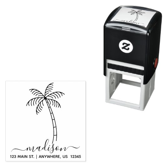 Palm Tree Address Self Inking Stamp Zelfinktende Stempel (In situ)
