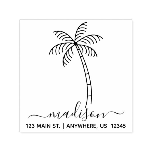 Palm Tree Address Self Inking Stamp Zelfinktende Stempel (Design)
