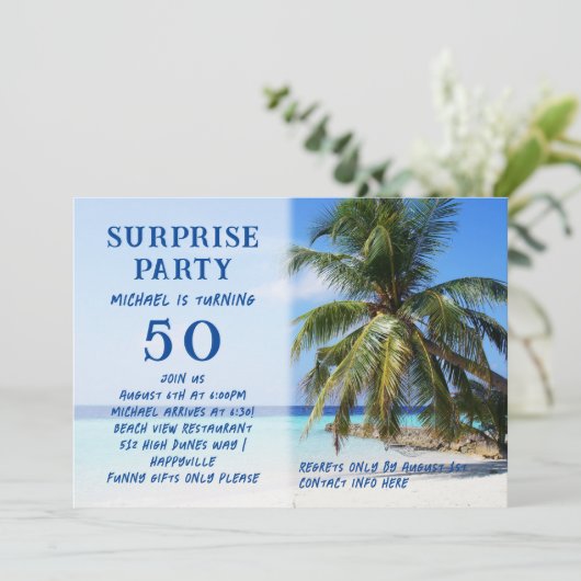 Palm Tree Adult Surprise Verjaardagsfeest Kaart (Staand voorkant)