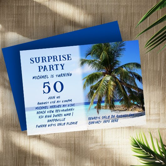 Palm Tree Adult Surprise Verjaardagsfeest Kaart