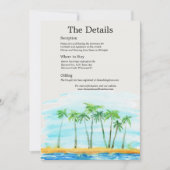Palm Tree and Beach Wedding Information Card Kaart (Voorkant)