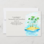 Palm Tree and Beach Wedding Rehearsal Kaart (Voorkant)