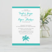 Palm Tree Aqua Gray Wedding Kaart (Staand voorkant)