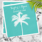 Palm Tree Aqua Trouwpapier Servetten