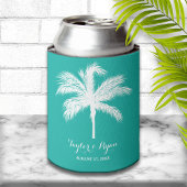 Palm Tree Aqua Wedding Favor Blikjeskoeler