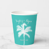 Palm Tree Aqua Wedding Papieren Bekers (Voorkant)
