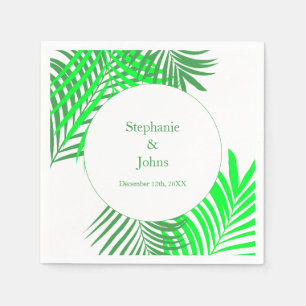 Palm Tree Art Green Leaves Elegant Wedding Servet