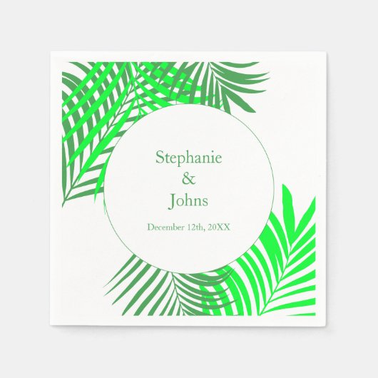 Palm Tree Art Green Leaves Elegant Wedding Servet (Voorkant)