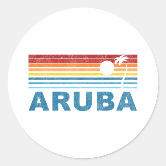 Palm Tree Aruba Ronde Sticker (Voorkant)