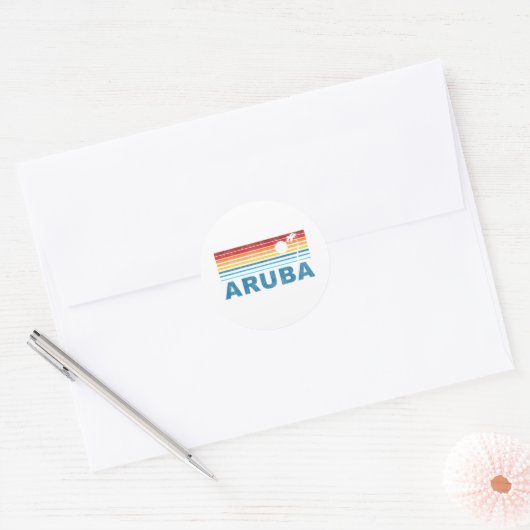 Palm Tree Aruba Ronde Sticker (Envelop)