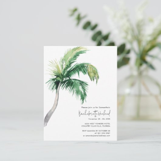 Palm Tree Bachelorette Weekend en Route Kaart (Staand voorkant)