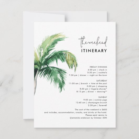 Palm Tree Bachelorette Weekend en Route Kaart (Achterkant)