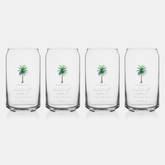 Palm Tree Bachelorette Weekend Gepersonaliseerde N Blikvorm Glas (Voorkant)