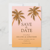 Palm Tree Beach Bestemming Tropische bruiloft Save The Date (Voorkant)