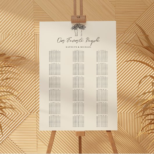 Palm Tree Beach bruiloft 18 tafel zitgrafiek Poster