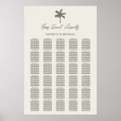 Palm Tree Beach bruiloft 30 tafel zitgrafiek Poster (Voorkant)