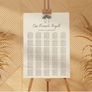 Palm Tree Beach bruiloft 30 tafel zitgrafiek Poster