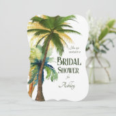 Palm Tree Beach bruiloft bruids douche uitnodiging (Staand voorkant)