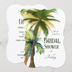 Palm Tree Beach bruiloft bruids douche uitnodiging