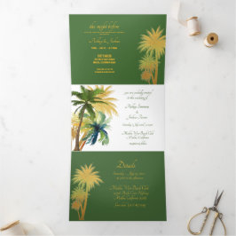 Palm Tree Beach bruiloft drievoudig Drieluik Uitnodiging