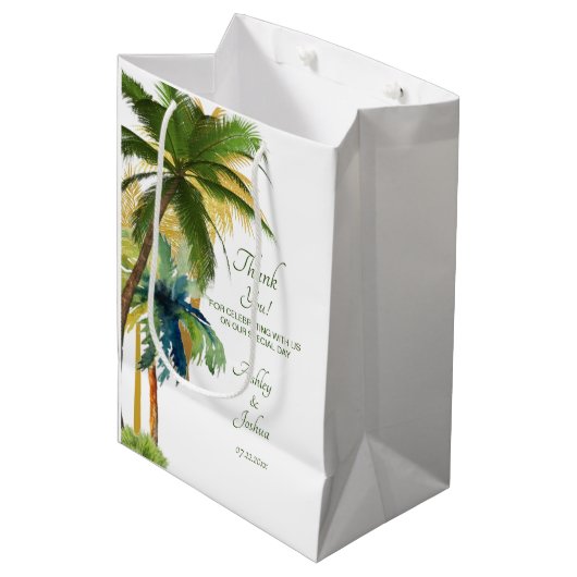 Palm Tree Beach bruiloft Medium Gift Bag Cadeauzakje (Voorkant Gekanteld)