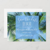 Palm Tree Beach Budget Huwelijk Save the Dates Aankondigingskaart (Voorkant / Achterkant)