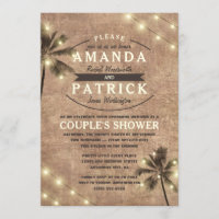 Palm Tree Beach Couples Douche Uitnodigingen