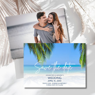 Palm Tree Beach Destination Wedding  Save The Date