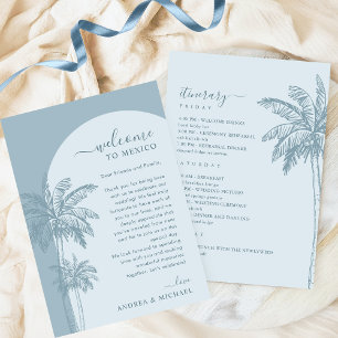 Palm Tree Beach Dusty Blue Wedding Itinerary Kaart
