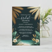 Palm Tree Beach groen en goud Vrijgezellenfeest Kaart (Staand voorkant)