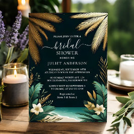 Palm Tree Beach groen en goud Vrijgezellenfeest Kaart