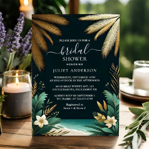 Palm Tree Beach groen en goud Vrijgezellenfeest Kaart