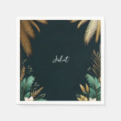 Palm Tree Beach groen en goud Vrijgezellenfeest Servet (Voorkant)