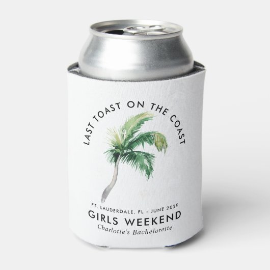 Palm Tree Beach Meisjes Weekend Bachelorette Feest Blikjeskoeler (Blikje Voorkant)